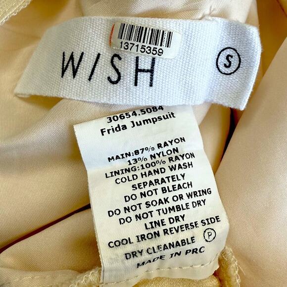 WISH Frida Sleeveless Crossover V Neck Belted Wide Leg Jumpsuit Size S Beige - Picture 15 of 16